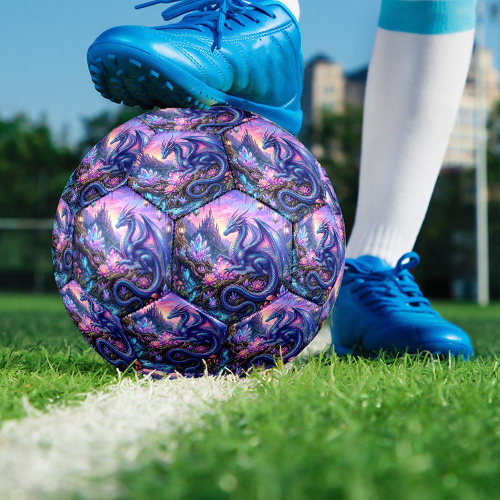 1pc Fantasy Dragon Garden Theme Soccer Ball Football, Size 5, Lightweight PVC, Durable Outdoor Training Soccer Ball, Gift m61453