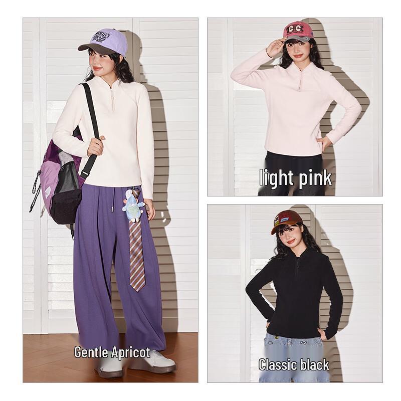 TonLion Women's Fleece-Lined Half-Zip Stand Collar Sweatshirt