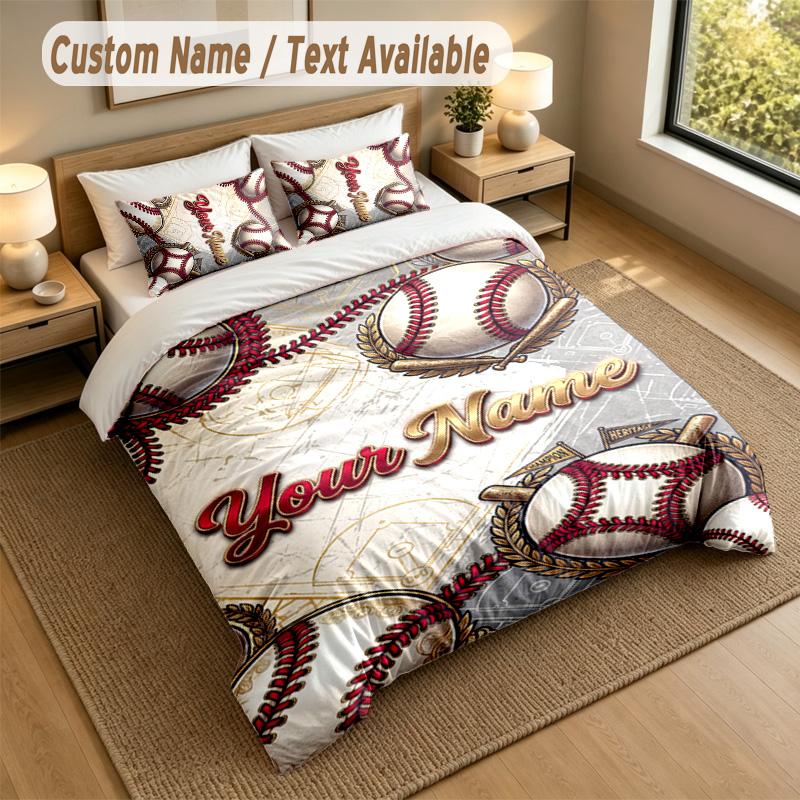 Decorative Artwork Theme Personalized 3Pcs Bedding Set Custom Text & Name 1 Sheet 2 Pillowcases Household Bedding 1pc