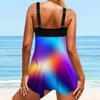 Women's Shoulder Strap Swimsuit Mixed Color Printed Bikini Short Tank Top Swimsuit
