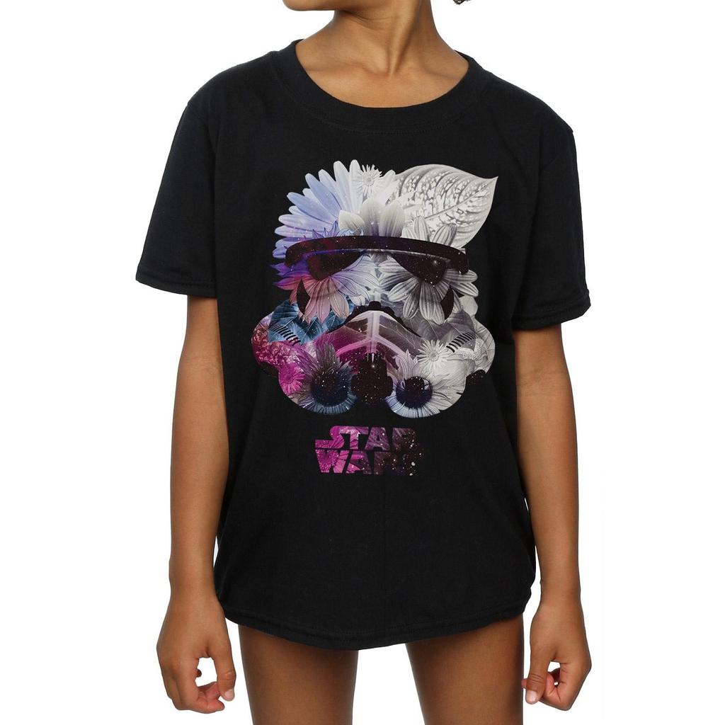 STAR WARS Girls Stormtrooper Floral Helmet Cotton T-Shirt