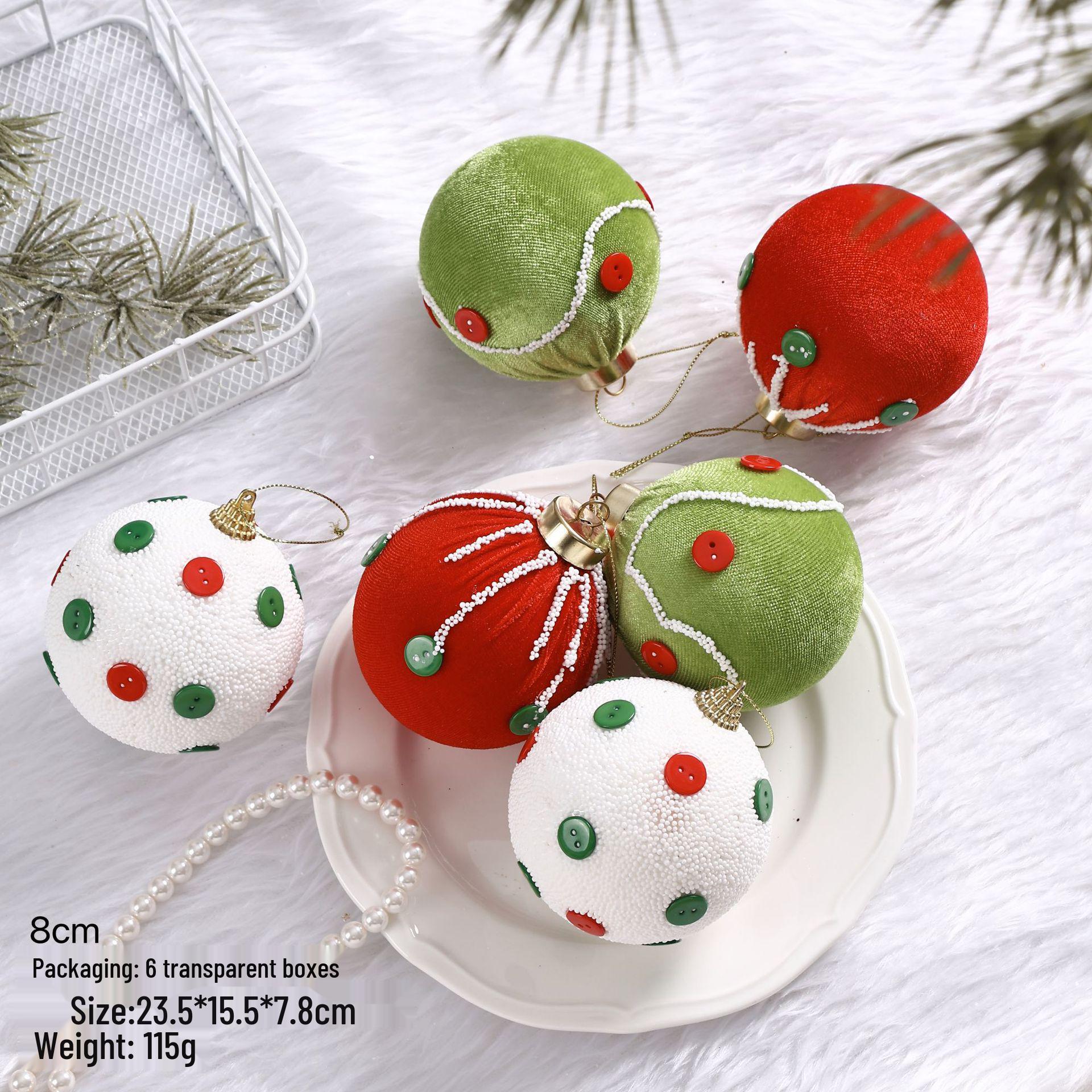 

Flocked Christmas Tree Ornament Set: Decorative Ball Pendants for Holiday Atmosphere Box: 23.5*15.5cm