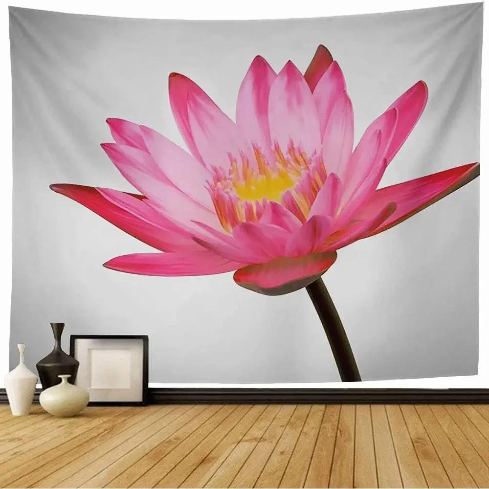 Watercolor Floral Lotus Tapestry Office Living Room Decoration Home Wall Tapestry