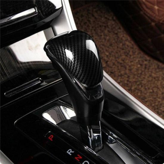 Carbon Fiber Look Gear Shift Knob Cover Trim ABS Decor For Honda Accord 2013-17