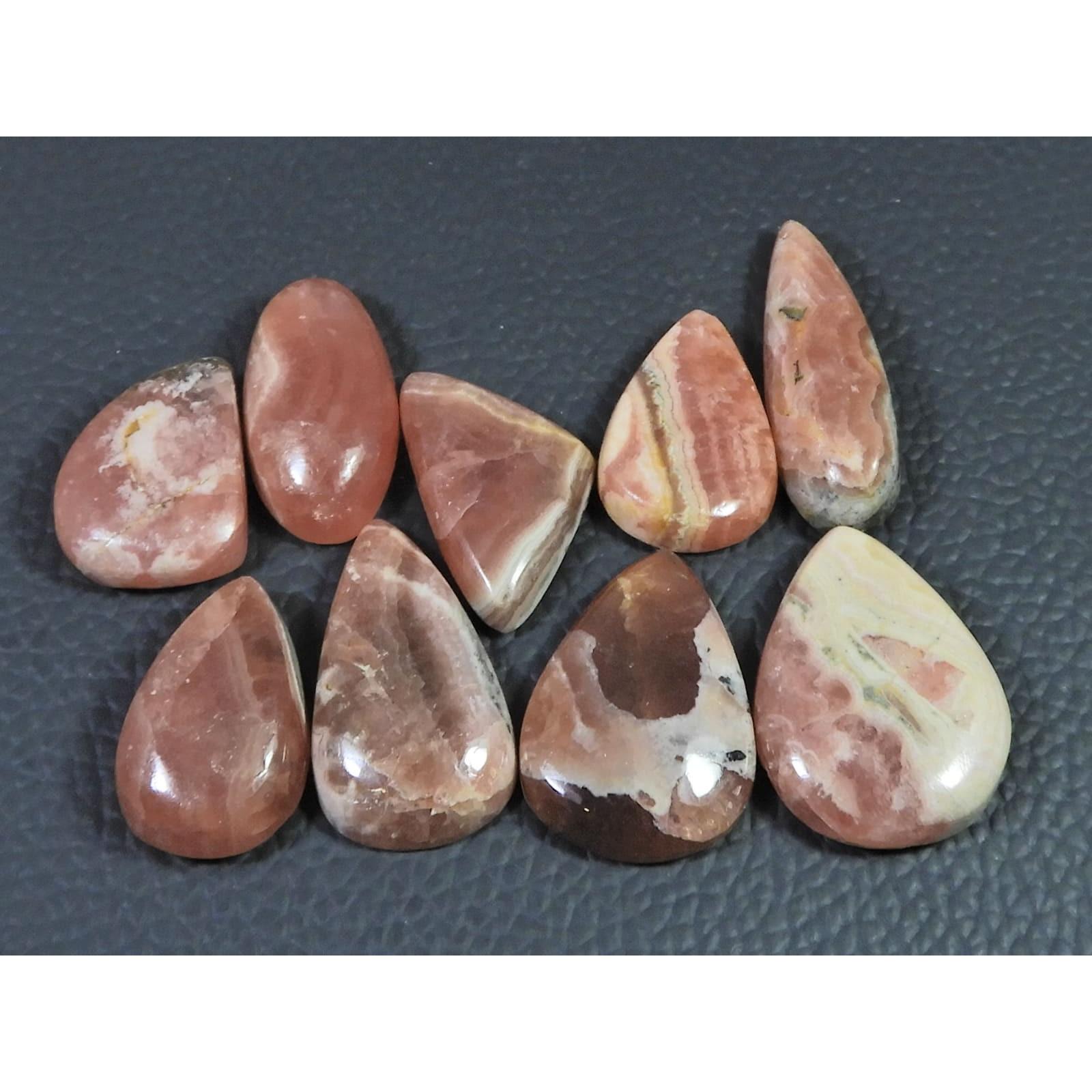 215Cts. Natural Pink Rhodochrosite Mix Cabochon Loose Gemstone 09Pcs Lot C-2325