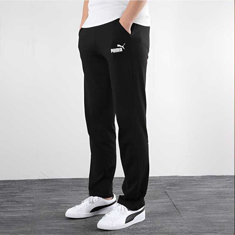 PUMA Knitted Sweatpants Men's Black Moderate Straight Fit Pants 843730-01