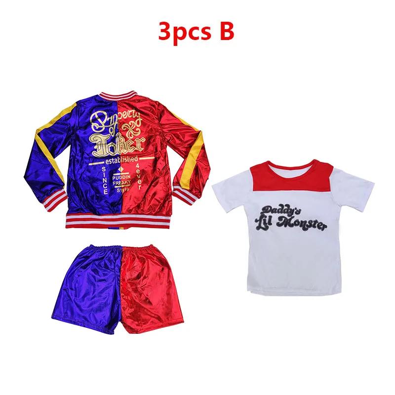 Top Quality Girls  Suicide Harley Quinn Cosplay Costumes Squad  Monster Stitched Jacket Pants Sets Halloween Costume