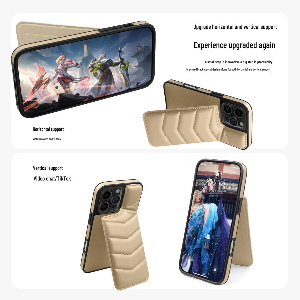 Apple 16 Pro Max Phone Case with Invisible Stand, Magnetic iPhone 15 Card Slot, and Leica Down Jacket Design.