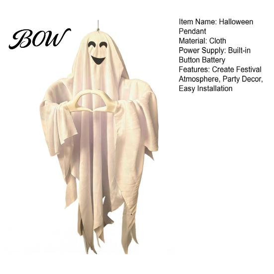 Ghost With Lanyard Halloween Pendant, Heart Hand Gesture Cloaked Messenger Statue, Luminous Eyes Glowing Light Up, Outdoor Lawn Ornament, Haunted