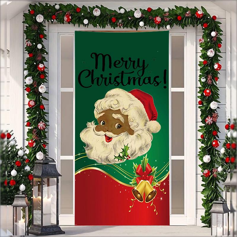 Stretch Fabric Christmas Door Tapestry - Santa Claus Gift Background for Holiday Parties