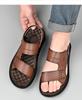 Fashion Solid Color Leather Sandals for Men 2025 Summer New Designer Anti-slip Soft Sole Beach Shoes Male Outwear Dual-use Slipper Shoes