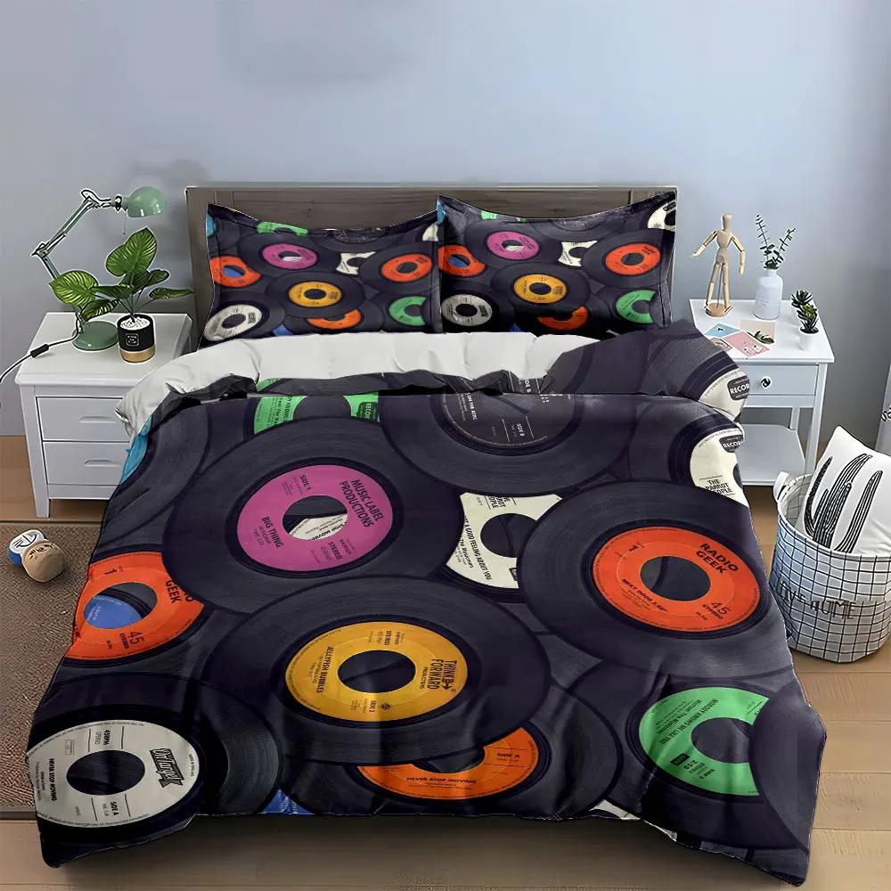 "Vintage Vinyl Record Decor Set" Multiple Sizes Kid's and Adults' Bedroom Exquisite 3PC Bedding Set Gift