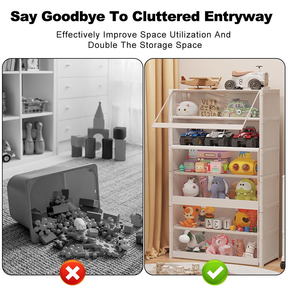 7 Tiers Storage Containers Bin with Lid Shoe Storage Shelf Cabinet with Clear Flip Door  Storage Cabinet for Bags  Books