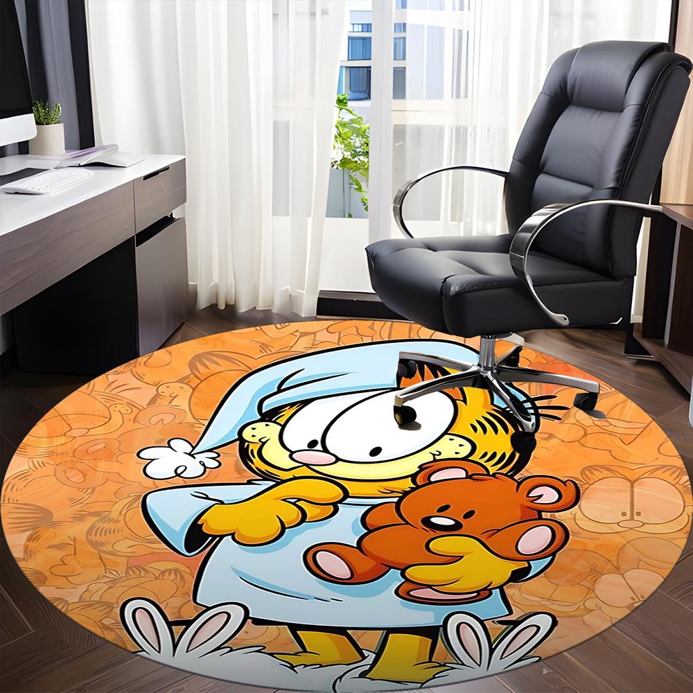 1pc Garfield Cat Office Round Area Rug, Under Office Chairs Bedroom Living Room Home Decor, Room Decoa1016132