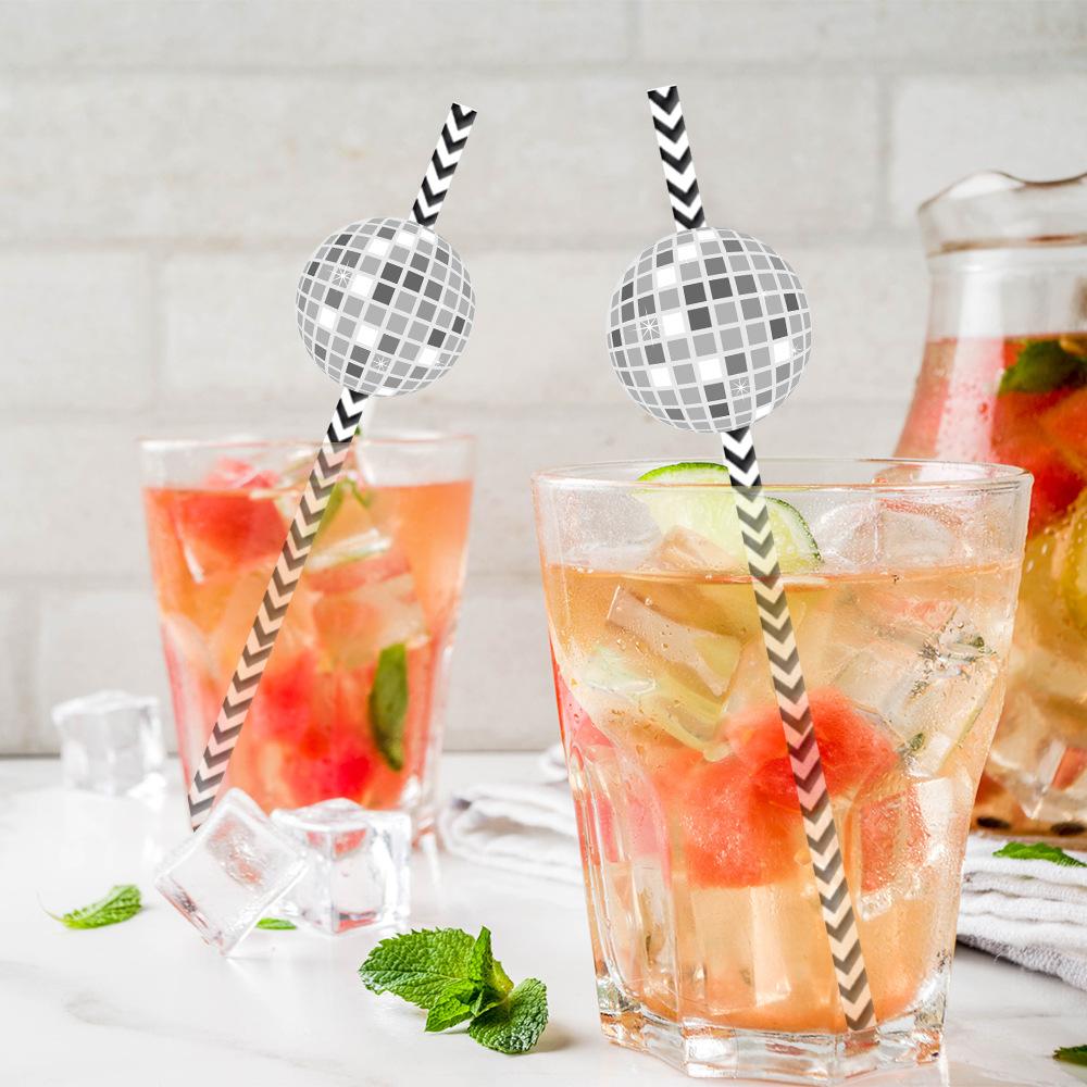 New Style, Disco Themed, Nightclub, Flat Spherical, Disposable, Paper Straws, Party Drinks, Decorative Items