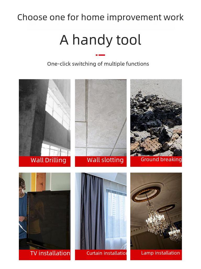 All-Copper Multi-Function Electric Hammer & Drill: Dual-Purpose Tool for Concrete, Home & Industrial Use.