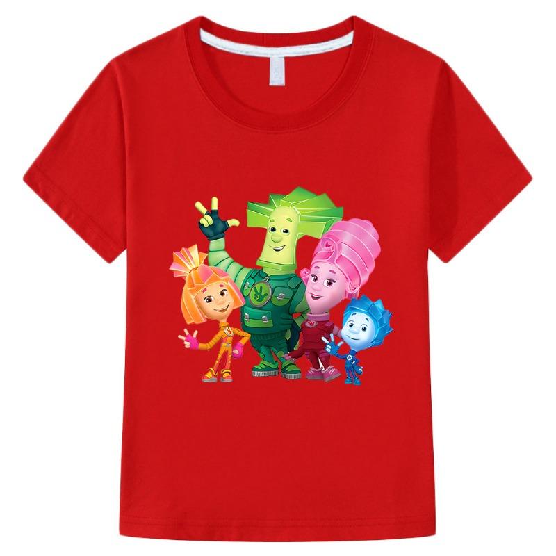 100% Cotton New Children Clothing Girls Russian Cartoon The Fixies T Shirt Funny Baby Boys Summer Tops Short Sleeve Kids T-shirt