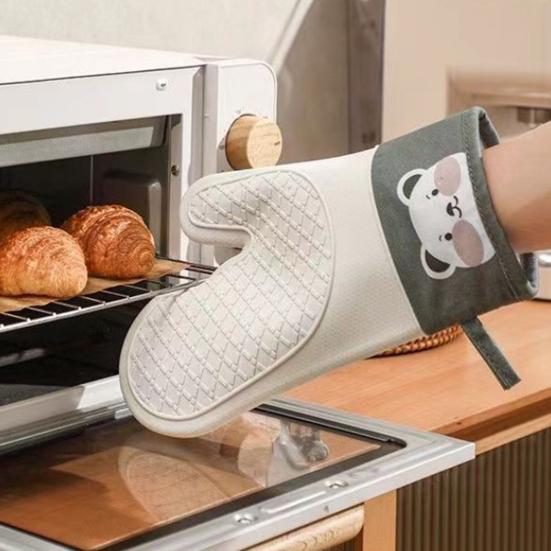 1Pc Silicone Heat Resistant Gloves Non-Slip Oven Mitts Kitchen Hand Clamps Thickened Insulated Gloves for Air Fryers Cooking Barbecue