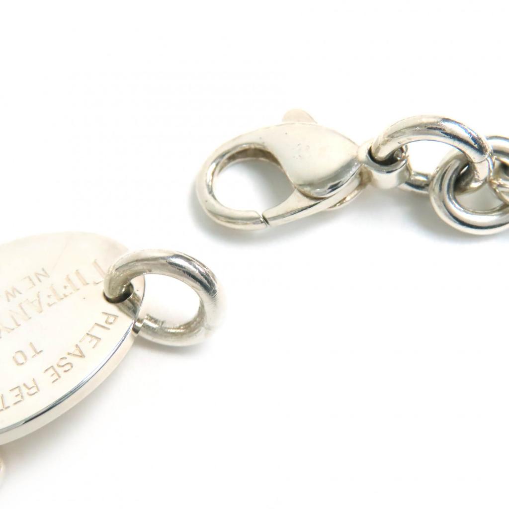 Great TIFFANY&Co. Necklace oval tag choker Silver SV925 mens Used