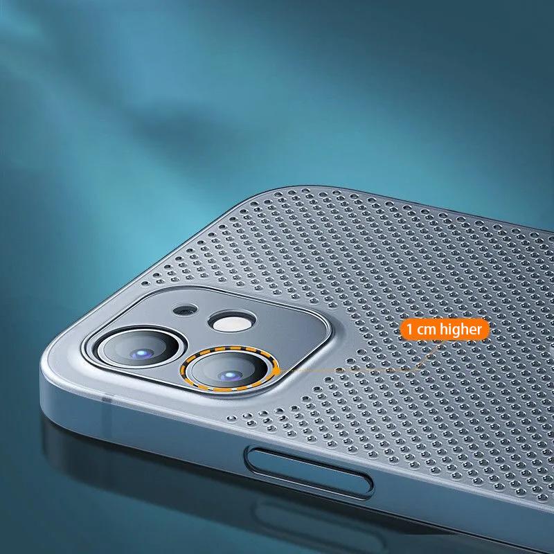 PP Phone Case for iPhone 12 6.1 inch,Ultra Thin Breathable Hollow Hole Heat Dissipation Mesh Back Cover