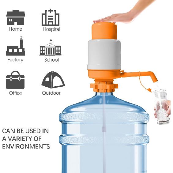 Manual Water Pump for 5 Gallon Bottle, Water Dispenser 5 Gallon with Pressure Relief Valve for No Drips, Easy Hand Press Water Jug Dispenser Fit for