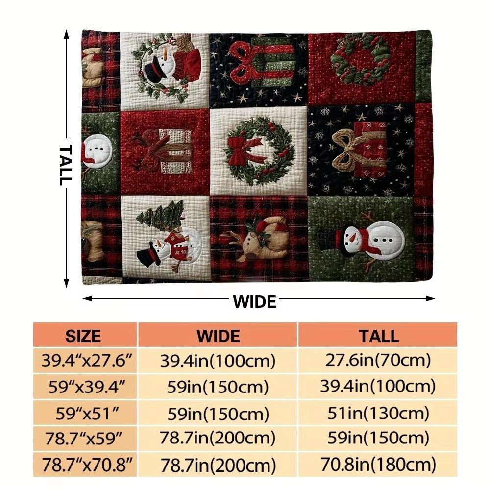 Universal Quilted Christmas Blanket Washable Flannel Flannel Blankets Comfortable Soft Xmas Fleece Blanket Home Sofa Bed Office