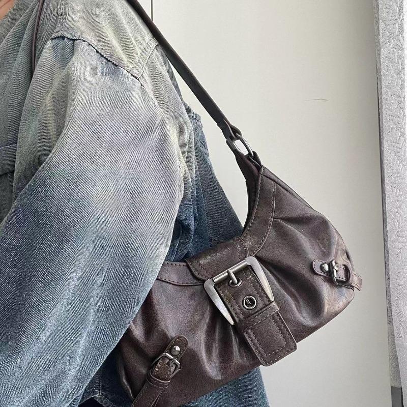 2026 spring hot selling Maillard style retro style small bag spicy girl Y2K wasteland style vintage leather shoulder armpit bag