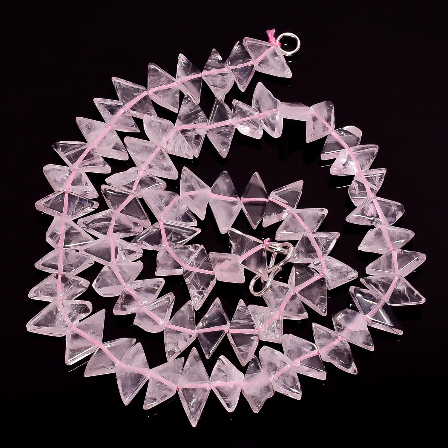 

Натуральный Розовый Кварц Драгоценный Камень Плоские Ромбовидные Гладкие Бусины Ожерелье 17 UB-3521 UB-3521