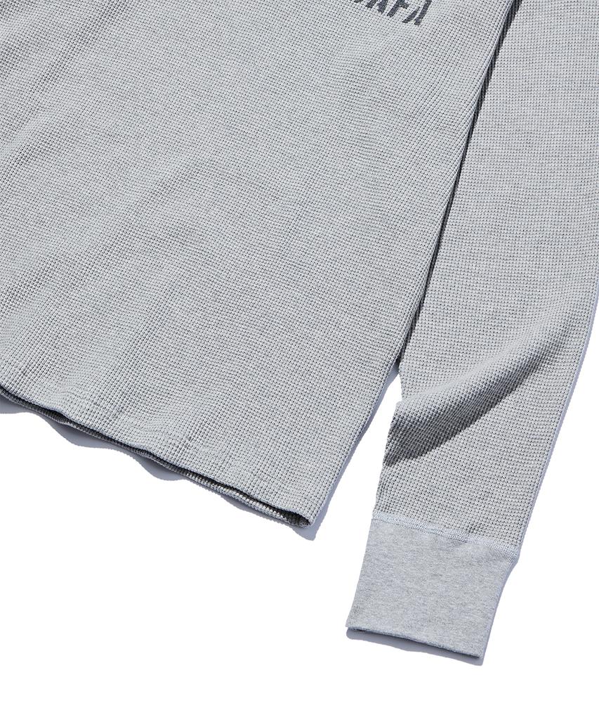 DISCUS ATHLETIC Usafa Logo Waffle Henley Neck Long Sleeve T-Shirt Melange Grey