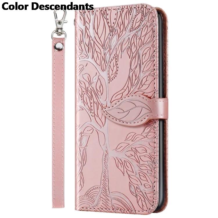 

S24 Ultra S23 Flip Phone Cover for Samsung Galaxy A55 A25 A35 A15 A05S A54 A34 A24 A14 A53 A23 A13 Case 3D Tree Leather Wallet Samsung A55 5G розового золота