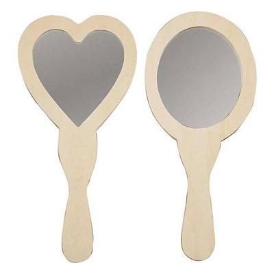 Wooden Hand Mirrors - Set of 2 Pieces - Ref 577160 - Beige Color - Bedroom - Oval Shape - Adult Audience