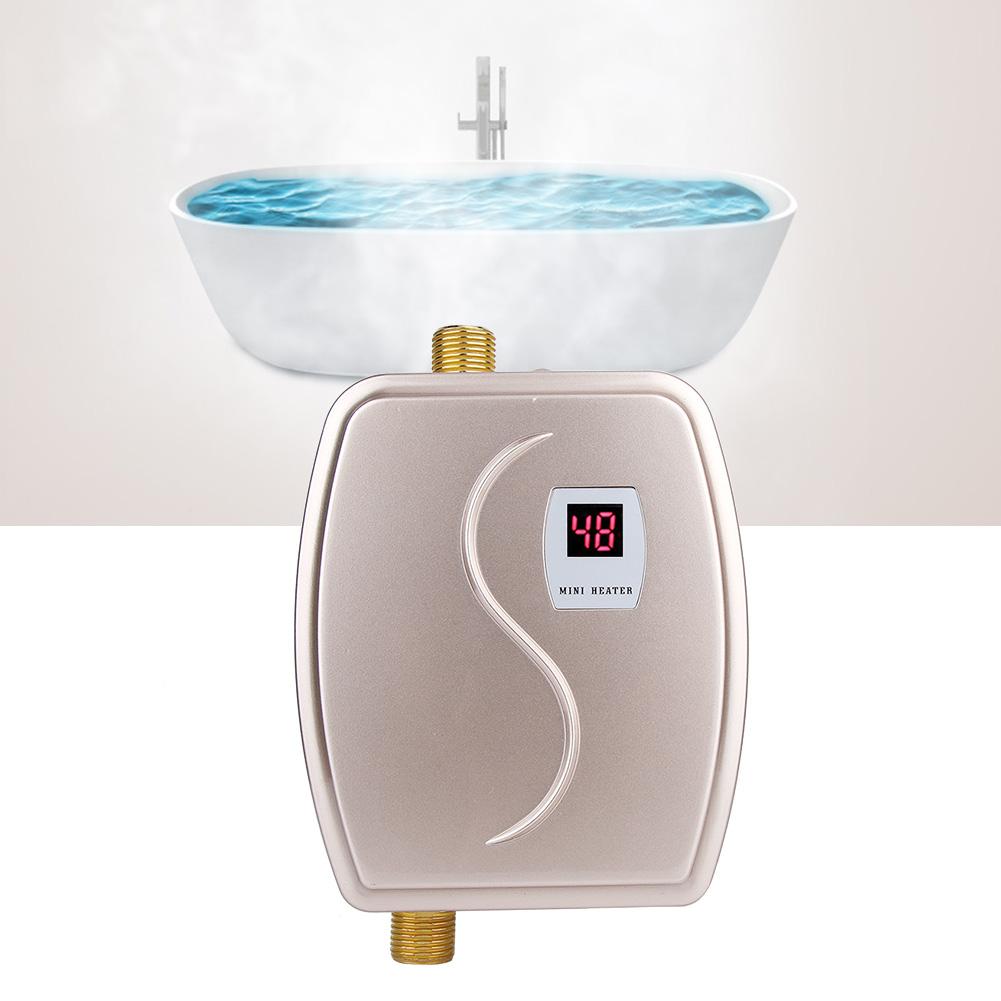 - 3000W Mini Electric Tankless Instant Hot Water Heater Bathroom Kitchen Golden