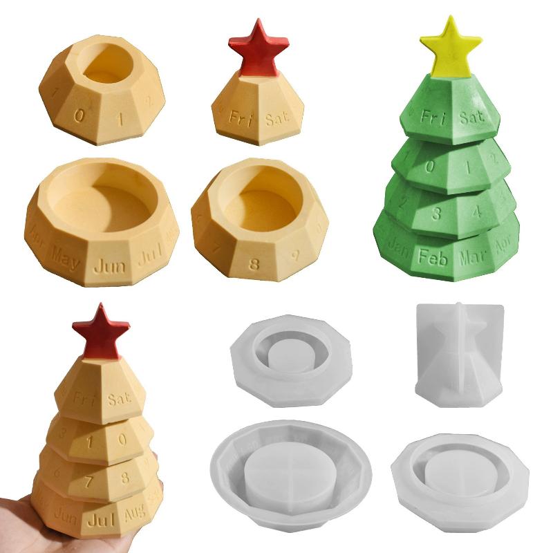 

Вечный календарь Рождественская елка Коробка для хранения Силиконовая форма Сделай сам Ароматерапия Гипс Стол Банка для свечи Ювелирные изделия Силиконовые формы 1SET