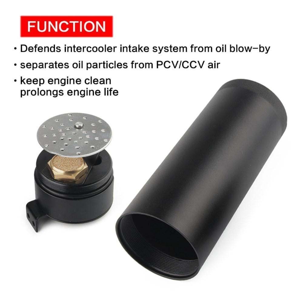 Universal Car Aluminum Baffle Oil Catch Can 2-port  Tank with Breather Filter Oil Separator