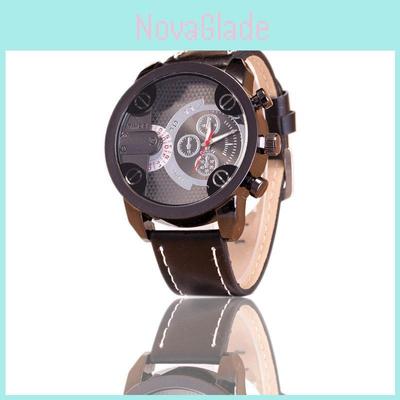 Elegant New Mens Luxury Watches Sport Steel Case And Pu Leather Band