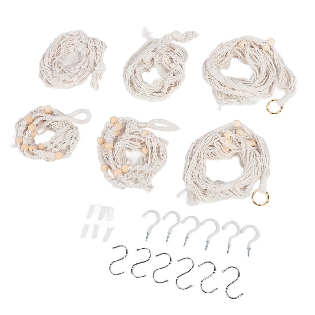6er Pack Makramee Pflanzenampel Baumwolle Blumentopfhalter Indoor Hängepflanzkorb mit Holzperlen