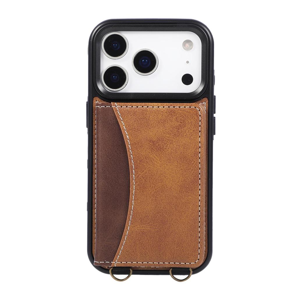 Denim-Textur Kartenhalter Hülle für iPhone 17 Pro Max mit Links-/Rechtsöffnung