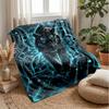 Electric Tiger Mandala Theme Blanket Lightweight Warm Flannel Blanket Decorative Throw Blanket for Home Decoration
