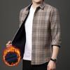 Autumn and Winter New Style Woolen Men's Velvet Shirt Middle-aged Casual Thickened Plaid Warm Shirt Casual Men's Clothing
