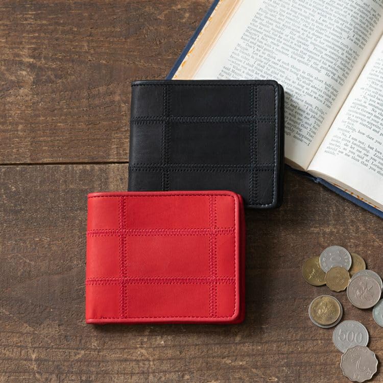 Bifold Wallet Made by Official Baseball Glove Manufacturer Genuine Leather Bifold Wallet Large Capacity Wallet with Coin Purse Wallet DPC802 Black