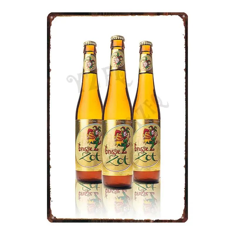 Birra Belga VintageBrugse Zot La Trappe Segno Metallico Lattina Targhe Per Muro Bar Pub Arte Cucina Caffè Decorazioni Casa 30X20CM DU-8282A