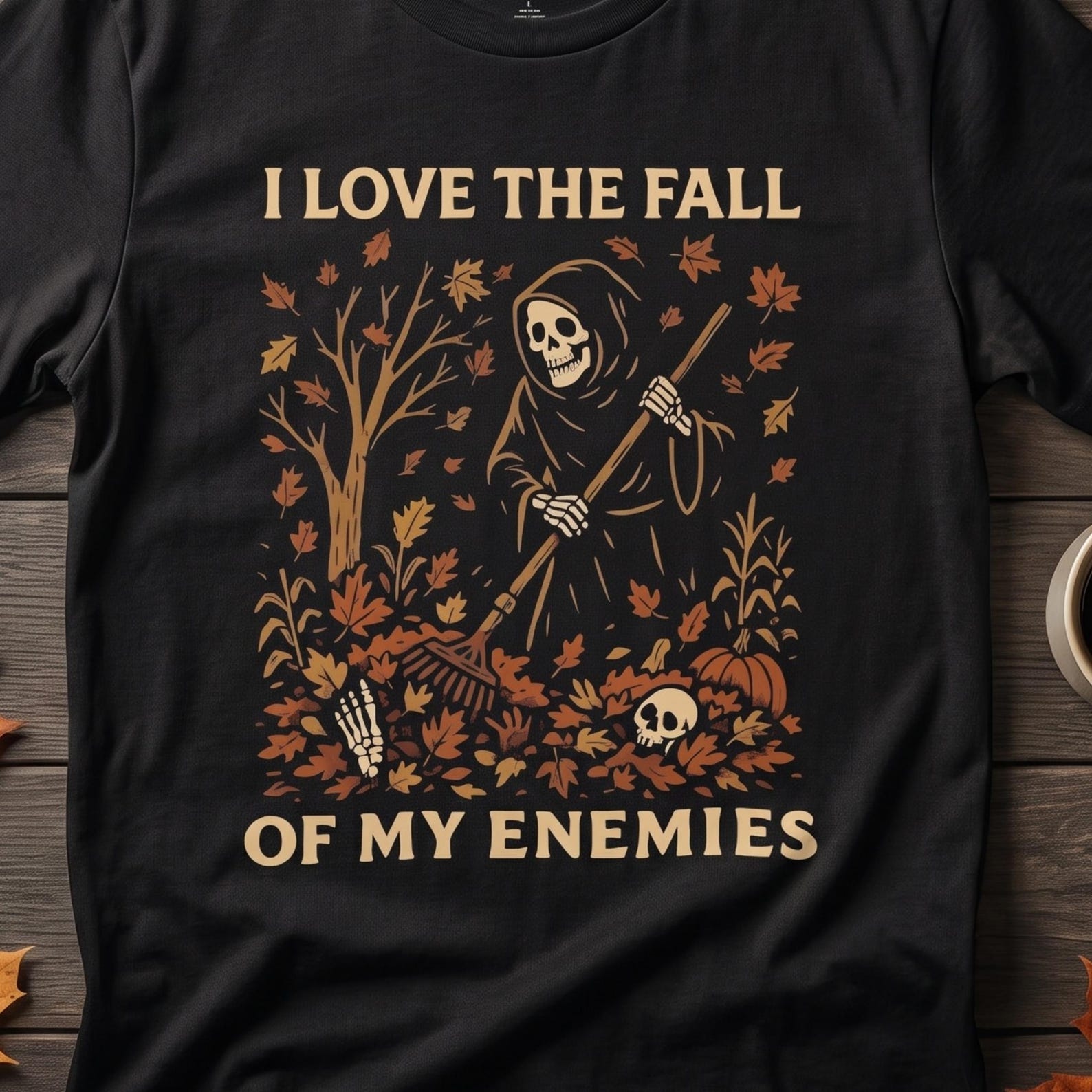 I Love the Fall of My Enemies Shirt, Funny Fall Shirt, Grim Reaper Tee, Dark Humor Halloween Shirt, Sarcastic Autumn Tee, Spooky Season Gift L