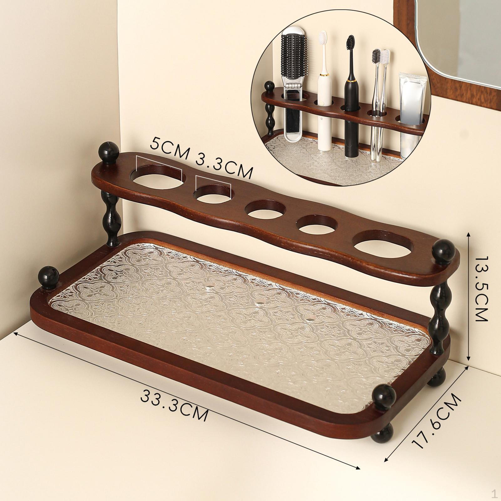Держатель для зубных щеток для ванной комнаты Деревянный 5 отделений Многофункциональный Простая полка для хранения Настольный органайзер 3090₽