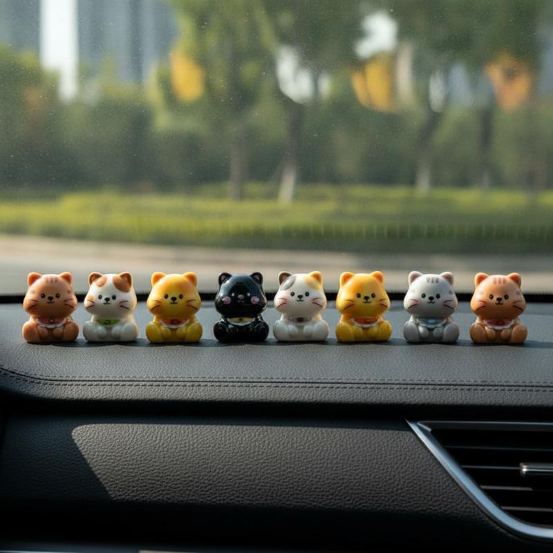 6Pcs Cat Figurine Miniature Diy Decor Lovely Kitten Ornament Home Desk Car Dashboard Micro Landscape Mini Crafts Decoration