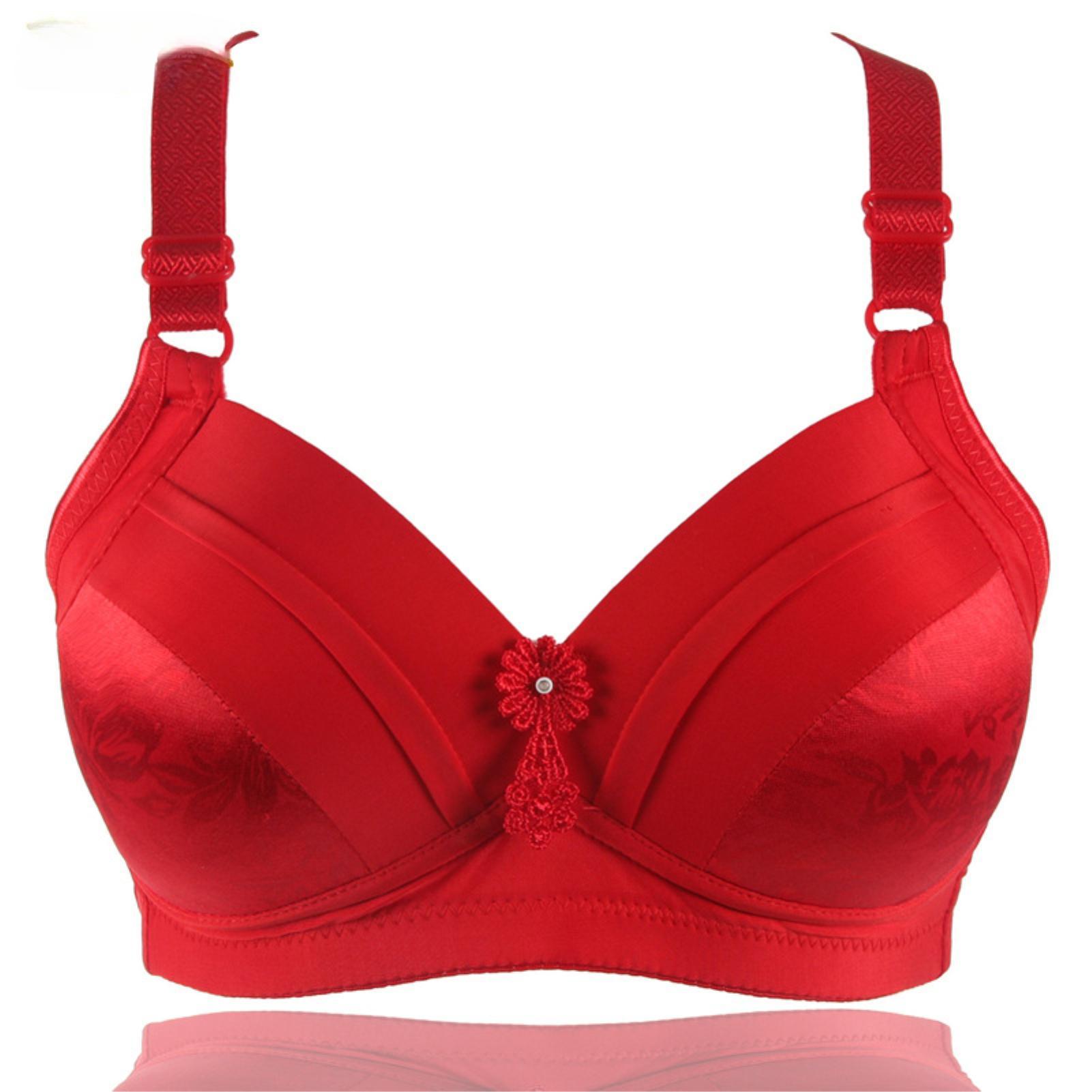 

Тонкая секция большого размера без нижнего белья со стальным кольцом, удобный дышащий бюстгальтер для сбора 40/90BC красный