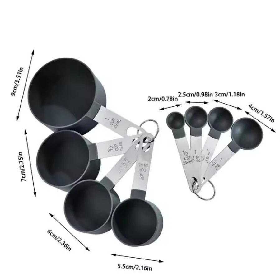 8PCS/Collection Stainless-steel Measurement Cup and Spoon Collection featuring Measurer designed for Accurate Baking and Cooking Grain Dessert