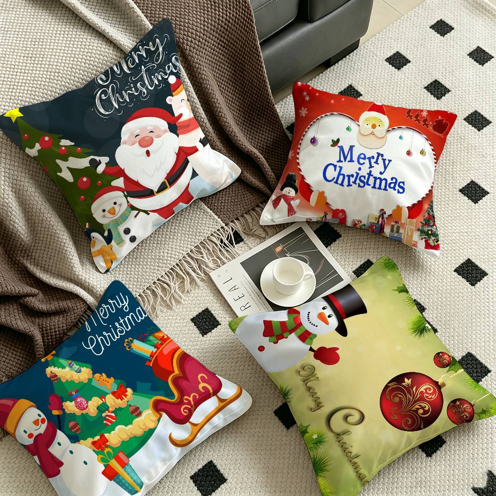 Snowman and Christmas Tree Personalized picture text home decorative pillows Household Gifts 45x45cm