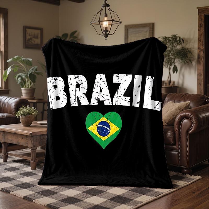 Brazil National Football Team Print Flannel Blanket Soft Warm Sofa Bed Throw Blanket For Home Office Bedroom