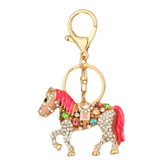 Keychain Pendant Sparkling Rhinestones Cartoon Horse Shape Key Chain Bag Wallet Phone Car Decoration