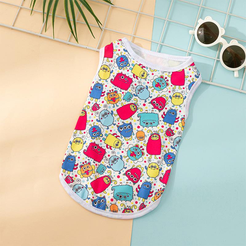 Puppy Dog Cat Clothes Cartoon Autumn Cute Vest, Comfortable Print Vest